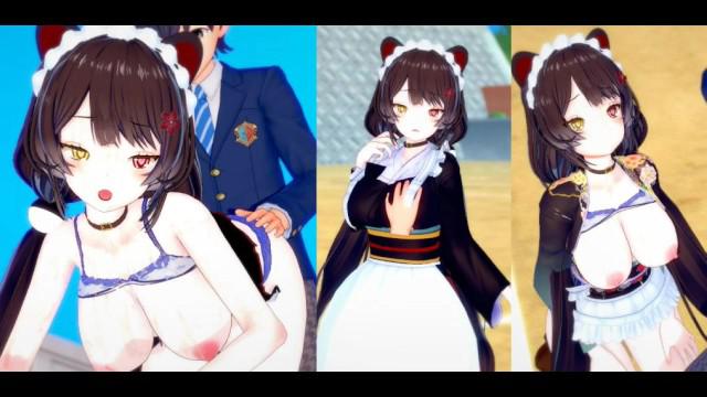 【动漫3D】[Hentai Game Koikatsu！]和大乳头Vtuber Inui Toko做爱。3DCG色情动漫视频。